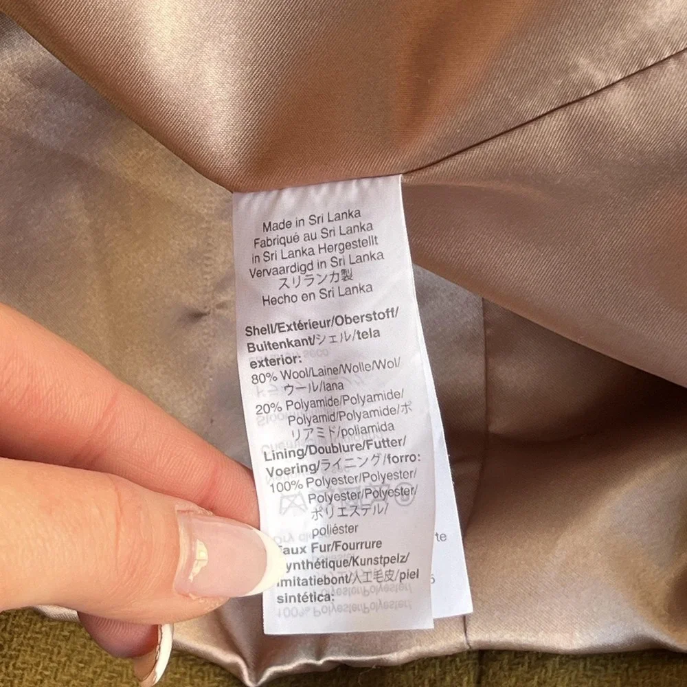 J.Crew Coat Womens 14 Brown Pea Coat Faux Fur Collar Double Breasted Pockets - Picture 7 of 12